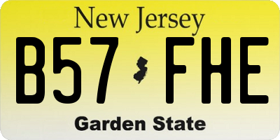 NJ license plate B57FHE