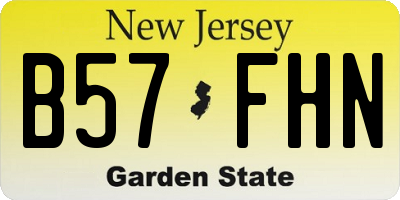NJ license plate B57FHN