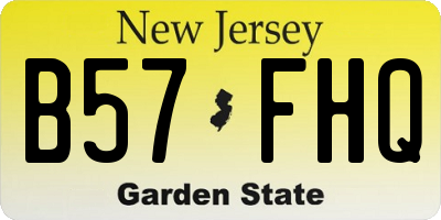 NJ license plate B57FHQ