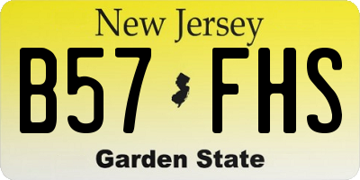 NJ license plate B57FHS