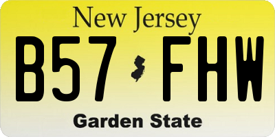 NJ license plate B57FHW