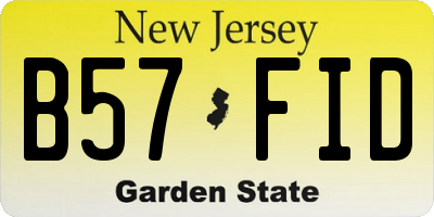 NJ license plate B57FID