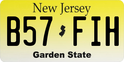 NJ license plate B57FIH