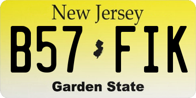 NJ license plate B57FIK