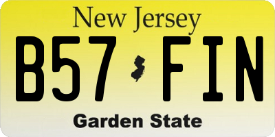 NJ license plate B57FIN