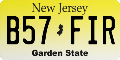 NJ license plate B57FIR