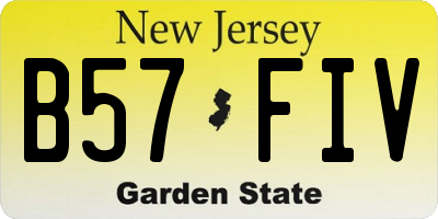 NJ license plate B57FIV