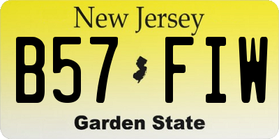 NJ license plate B57FIW