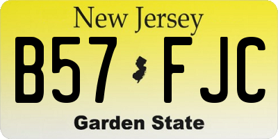 NJ license plate B57FJC