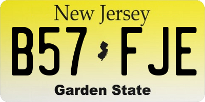 NJ license plate B57FJE