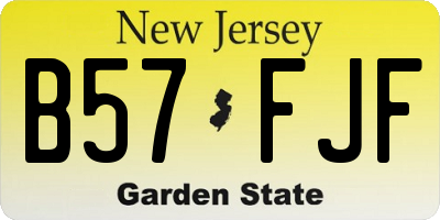 NJ license plate B57FJF