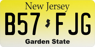 NJ license plate B57FJG