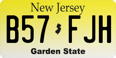 NJ license plate B57FJH