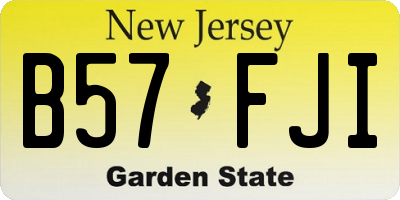 NJ license plate B57FJI
