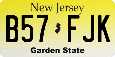 NJ license plate B57FJK