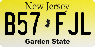 NJ license plate B57FJL
