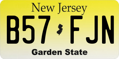 NJ license plate B57FJN