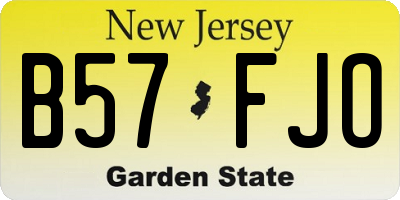 NJ license plate B57FJO