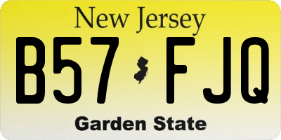 NJ license plate B57FJQ