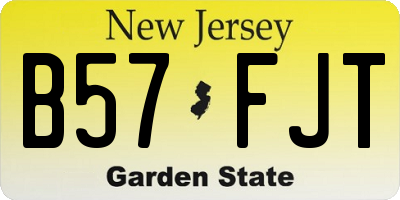 NJ license plate B57FJT