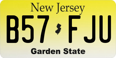 NJ license plate B57FJU