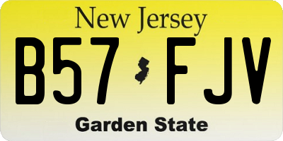 NJ license plate B57FJV