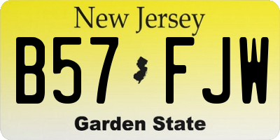 NJ license plate B57FJW