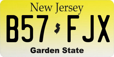 NJ license plate B57FJX