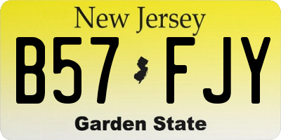 NJ license plate B57FJY