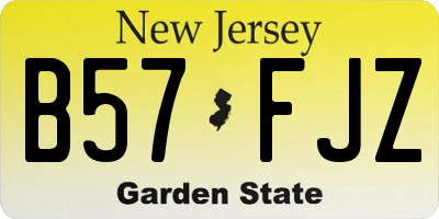 NJ license plate B57FJZ