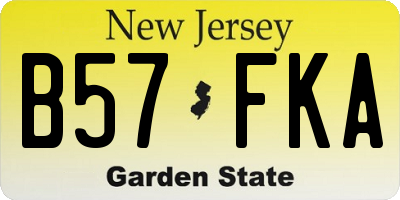 NJ license plate B57FKA