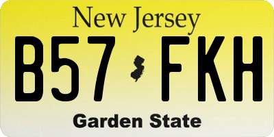 NJ license plate B57FKH