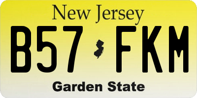 NJ license plate B57FKM