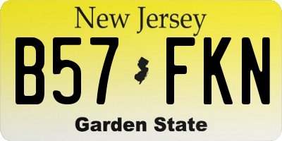 NJ license plate B57FKN