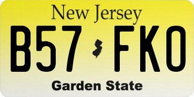 NJ license plate B57FKO