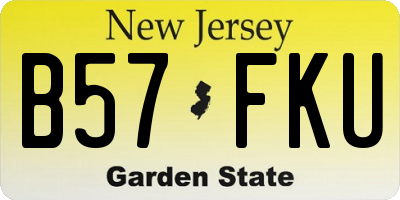 NJ license plate B57FKU