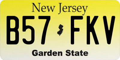 NJ license plate B57FKV