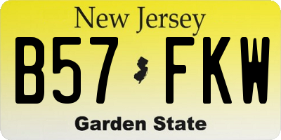 NJ license plate B57FKW