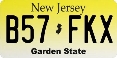 NJ license plate B57FKX