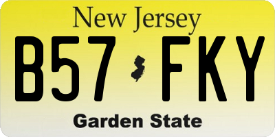 NJ license plate B57FKY