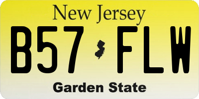 NJ license plate B57FLW