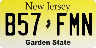 NJ license plate B57FMN