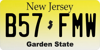 NJ license plate B57FMW