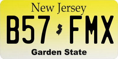 NJ license plate B57FMX