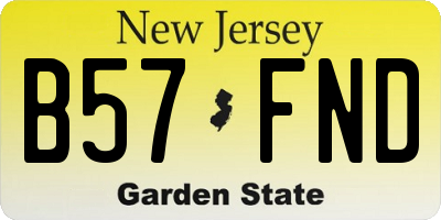 NJ license plate B57FND