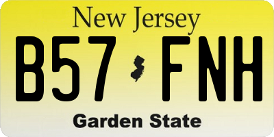 NJ license plate B57FNH