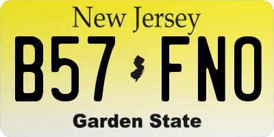 NJ license plate B57FNO