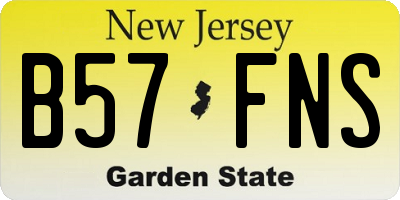NJ license plate B57FNS
