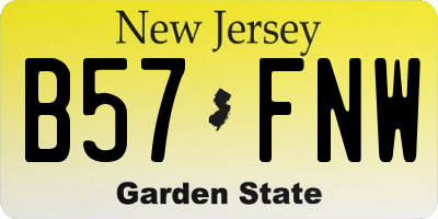 NJ license plate B57FNW