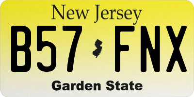 NJ license plate B57FNX